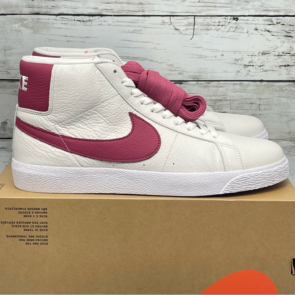 Mens Nike SB Zoom Blazer Mid ISO Size 12 White Sweet Beet Sneaker New